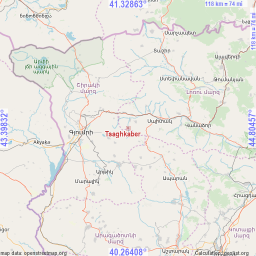 Tsaghkaber on map