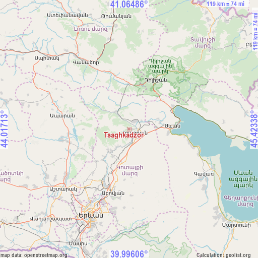Tsaghkadzor on map