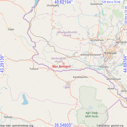 Nor Armavir on map