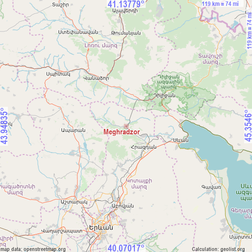 Meghradzor on map