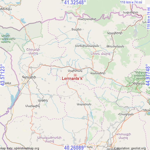 Lerrnants’k’ on map