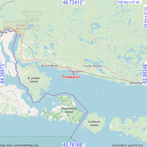 Thessalon on map