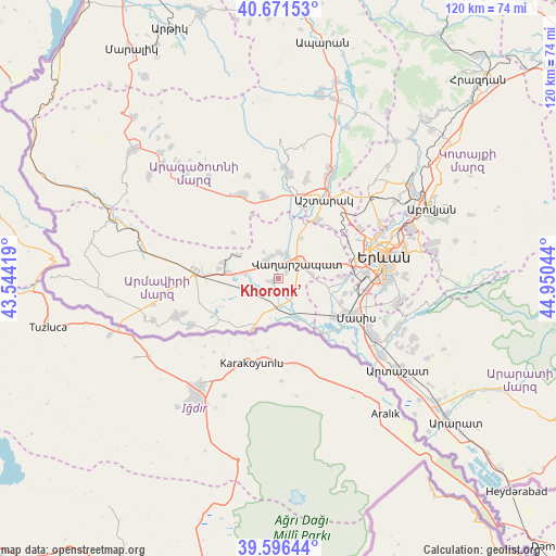 Khoronk’ on map