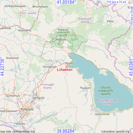 Lchashen on map