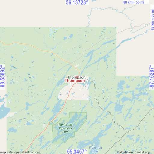 Thompson on map