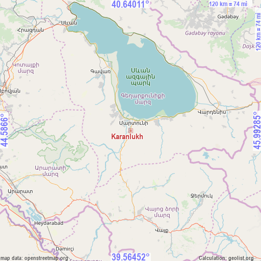 Karanlukh on map