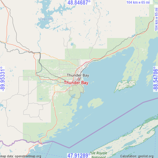 Thunder Bay on map