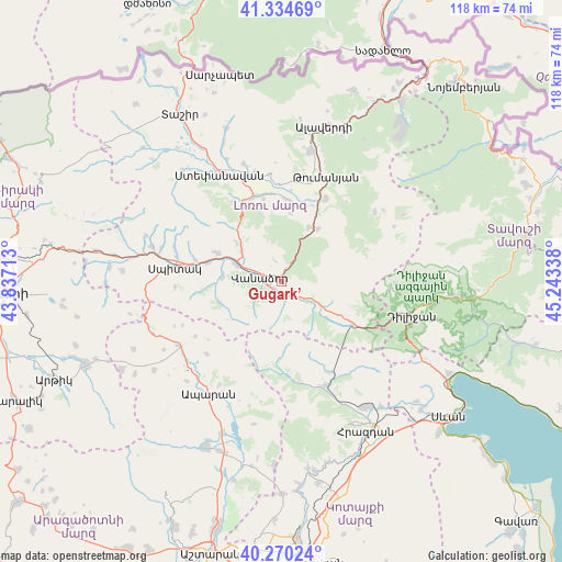Gugark’ on map
