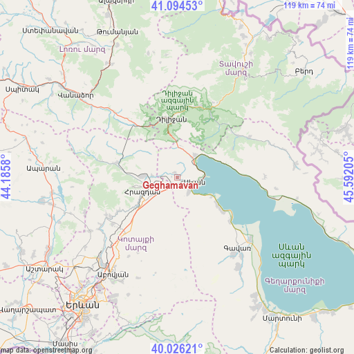 Geghamavan on map