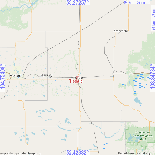 Tisdale on map