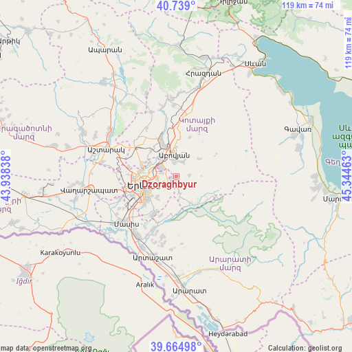 Dzoraghbyur on map