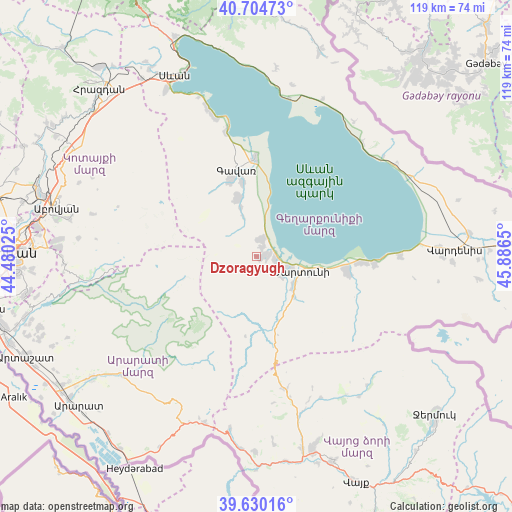 Dzoragyugh on map