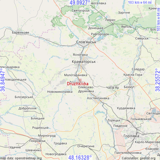 Druzhkivka on map