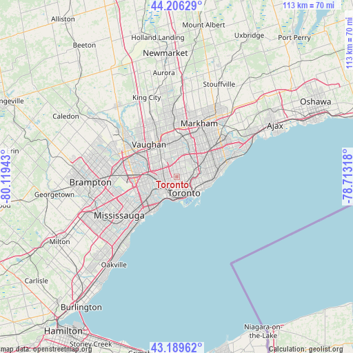 Toronto on map