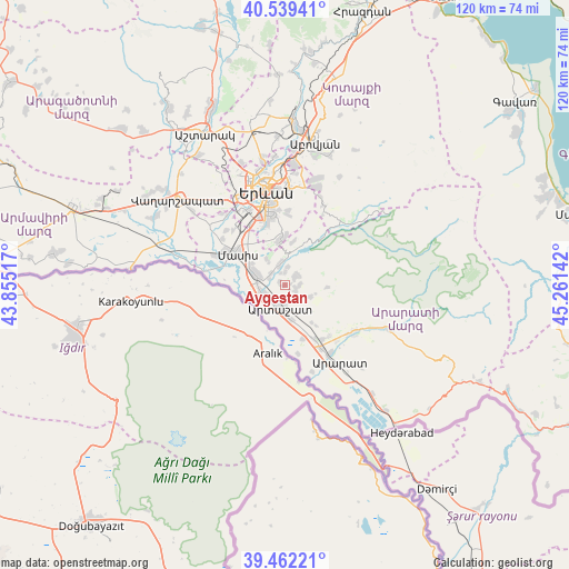 Aygestan on map
