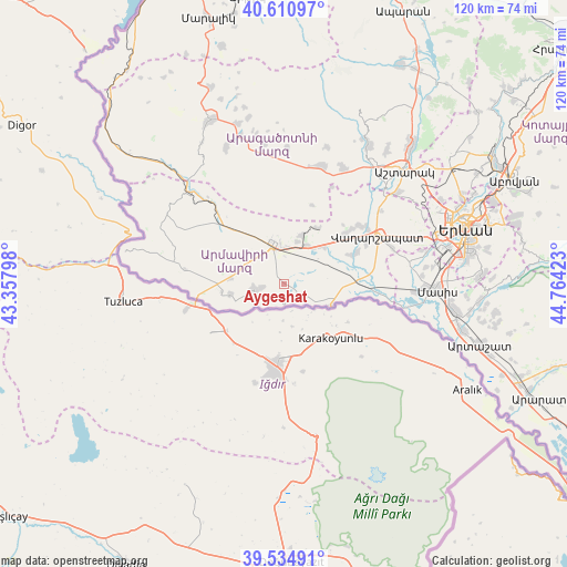 Aygeshat on map