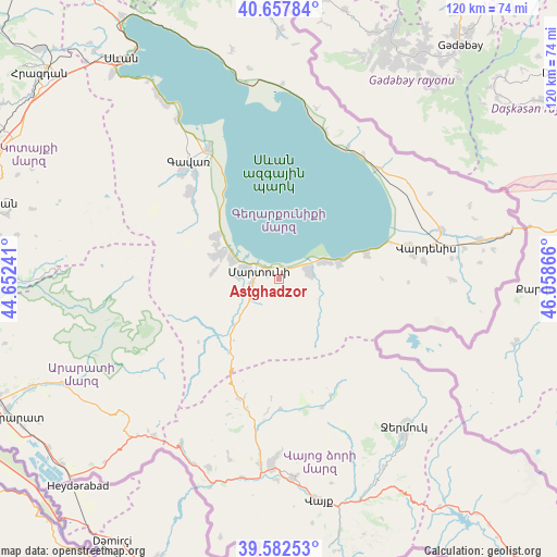 Astghadzor on map