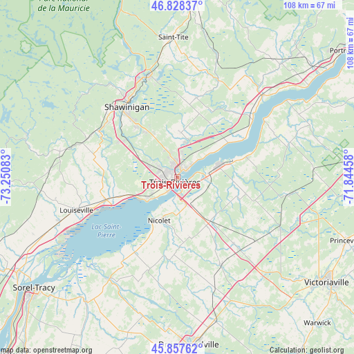 Trois-Rivières on map