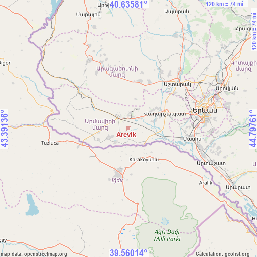 Arevik on map