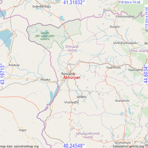 Akhuryan on map