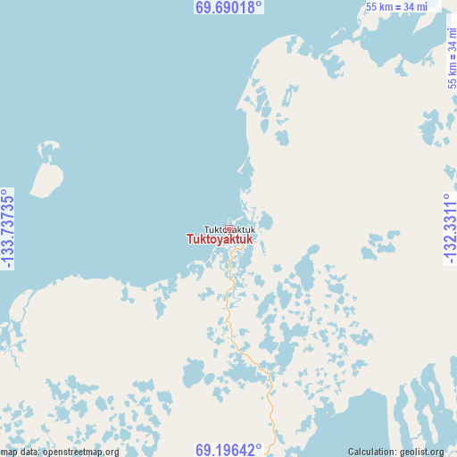 Tuktoyaktuk on map