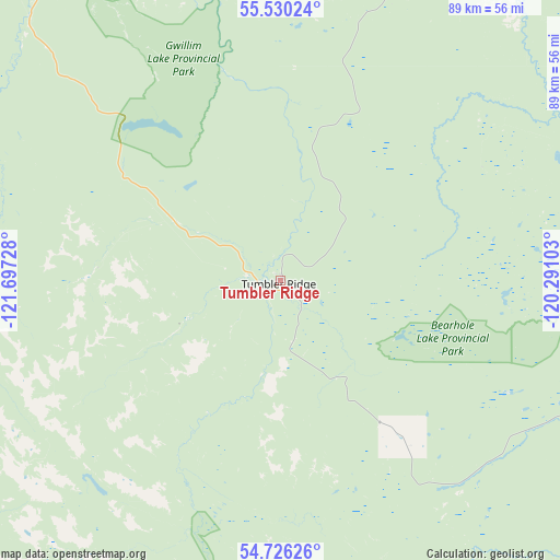 Tumbler Ridge on map