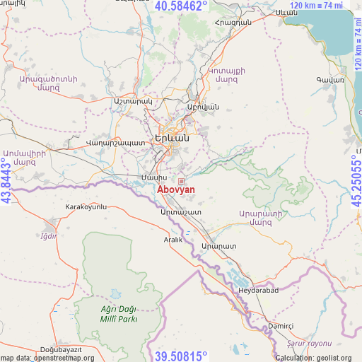 Abovyan on map