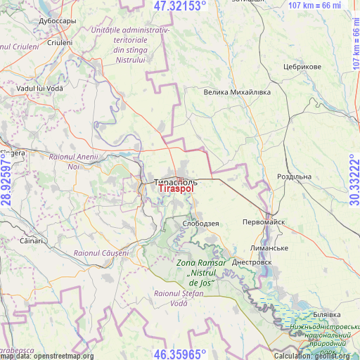 Tiraspol on map