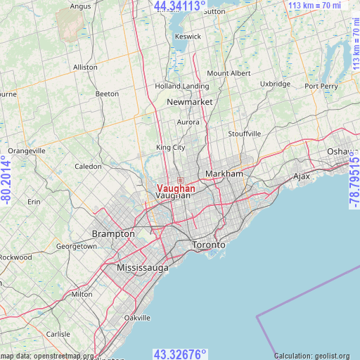 Vaughan on map