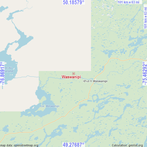 Waswanipi on map