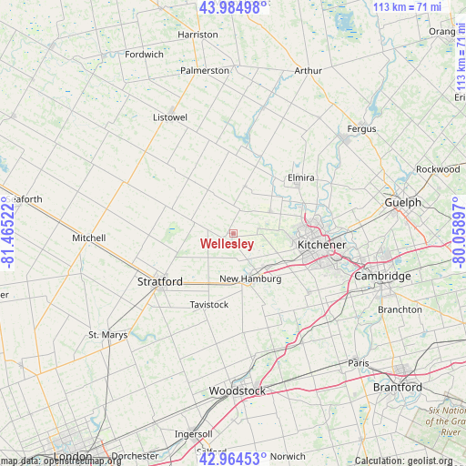 Wellesley on map