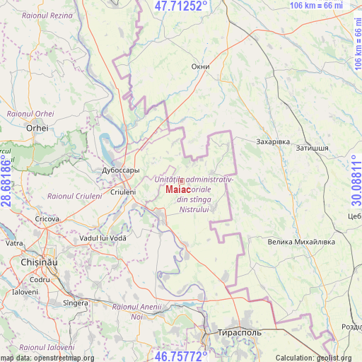 Maiac on map