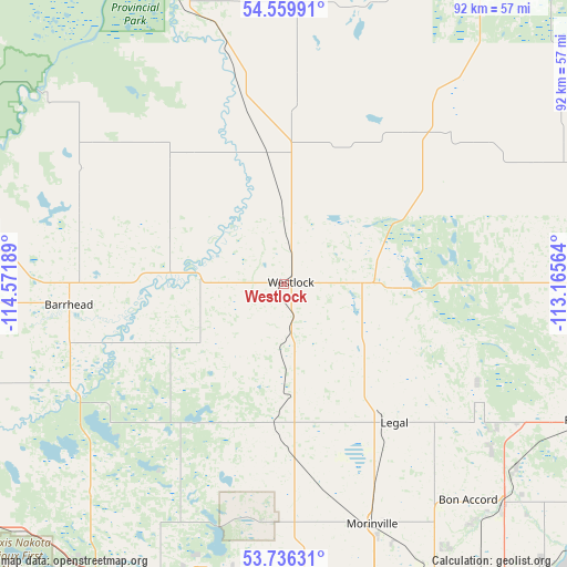 Westlock on map