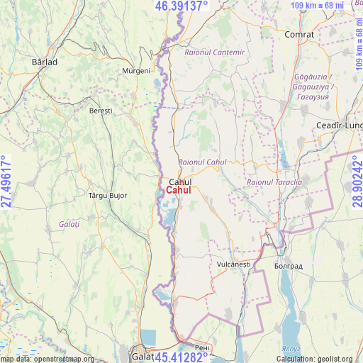 Cahul on map