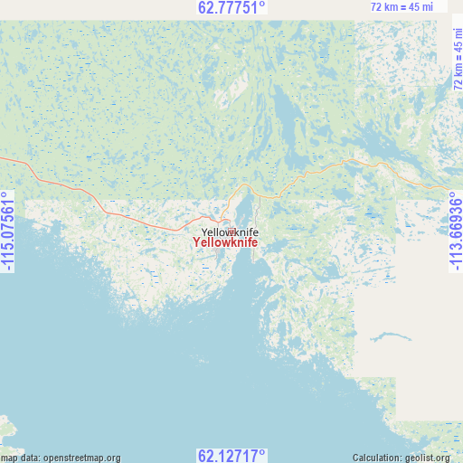 Yellowknife on map