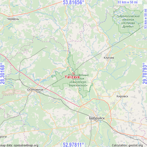 Yalizava on map