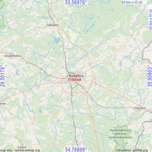 Vitebsk on map