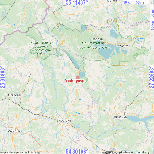 Vishnyeva on map