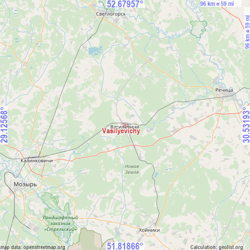 Vasilyevichy on map