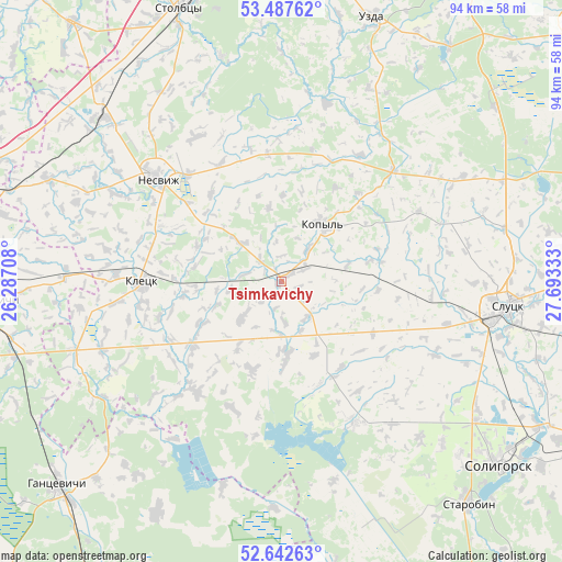 Tsimkavichy on map