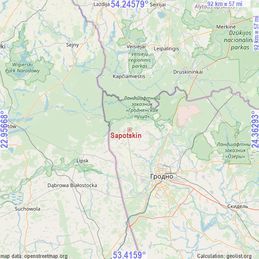 Sapotskin on map