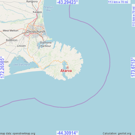 Akaroa on map
