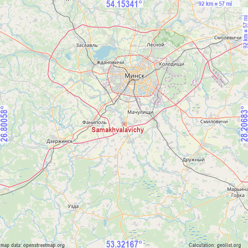 Samakhvalavichy on map