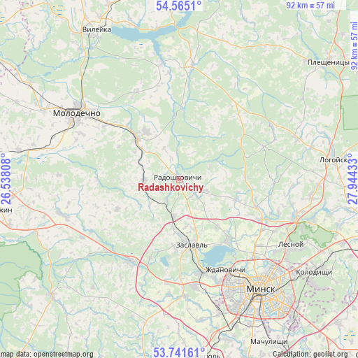 Radashkovichy on map