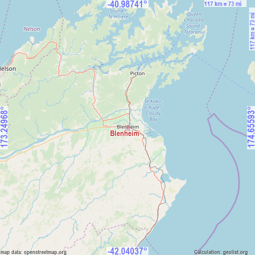 Blenheim on map