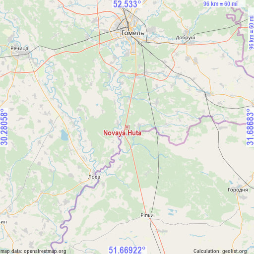 Novaya Huta on map