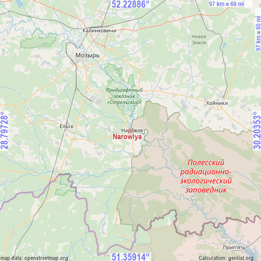 Narowlya on map