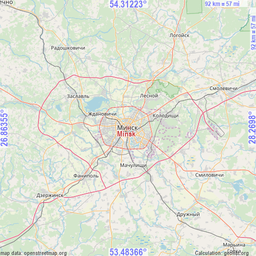 Minsk on map