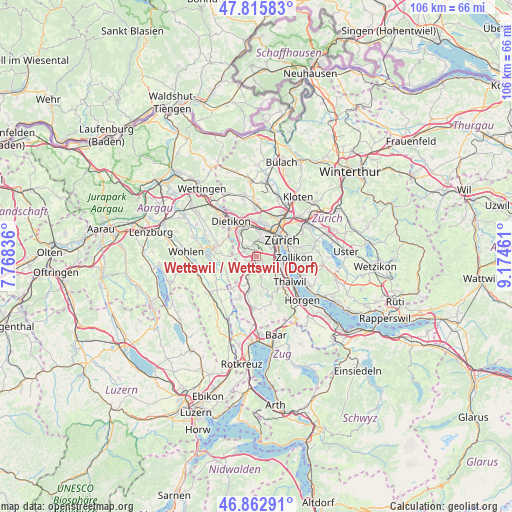 Wettswil / Wettswil (Dorf) on map