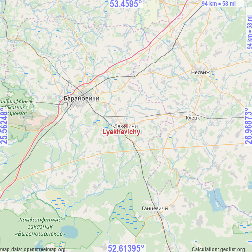 Lyakhavichy on map